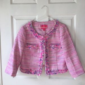 Lilly Pulitzer Lia Bouclé Cropped Pink Jacket